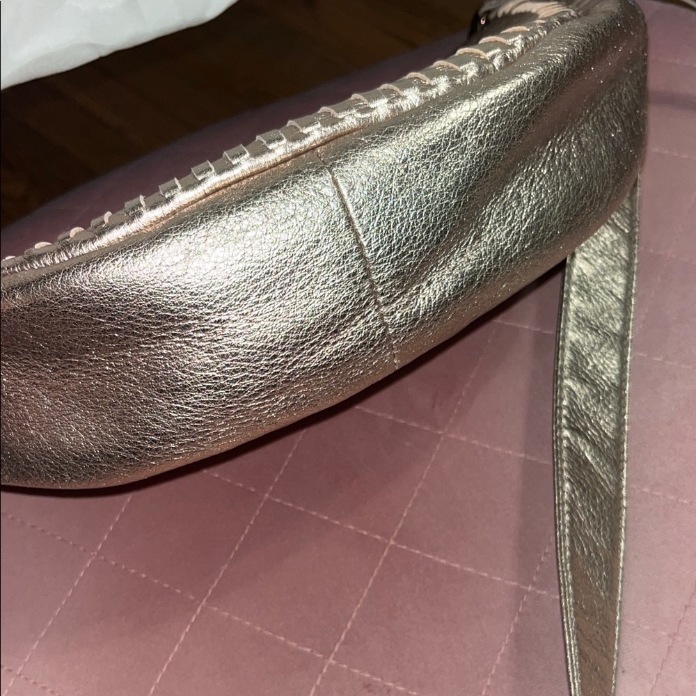 HOBO Metallic Rose Gold Crescent Hobo Shoulder Bag - Picture 6 of 9
